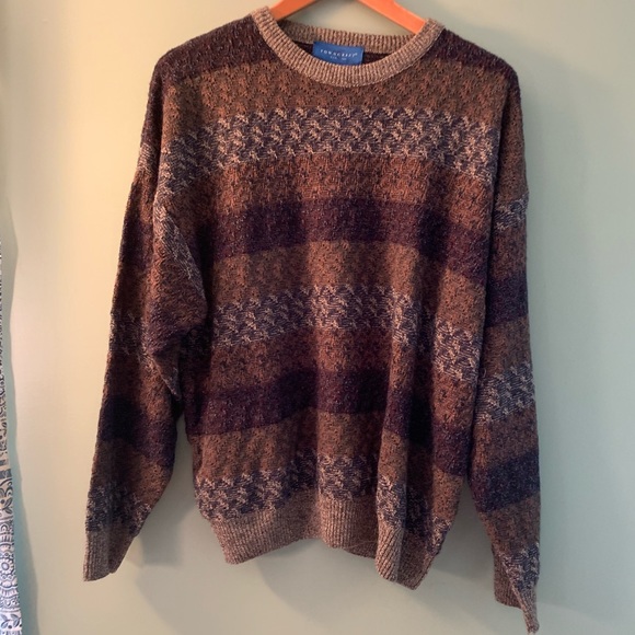 Vintage Sweaters - Vintage Towncraft striped Dad sweater